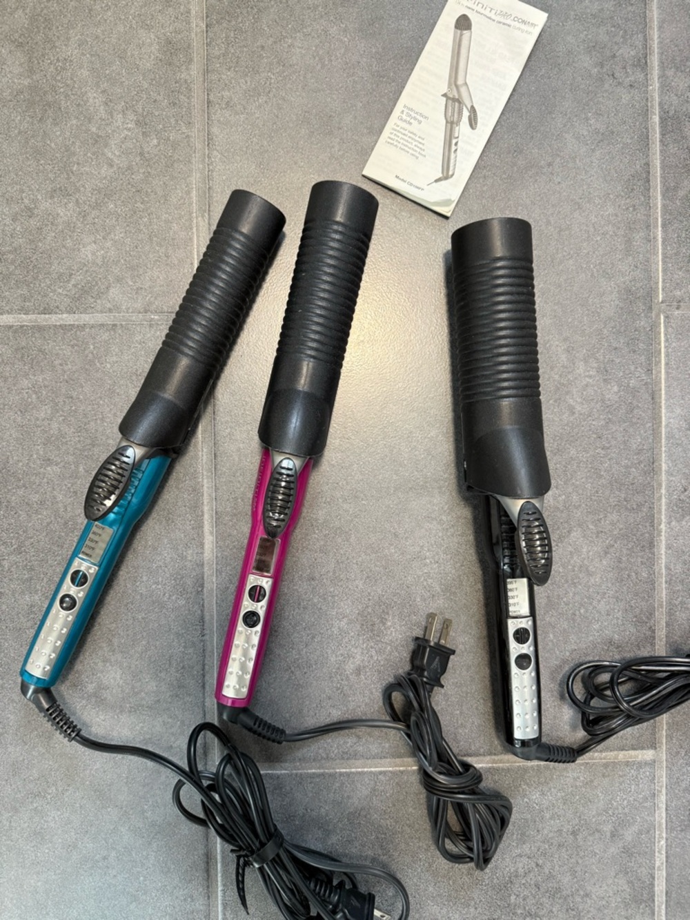 Conair Infiniti Pro Ceramic Curling Iron Set - 1” Teal, 1 1/4” Pink, 2” Black